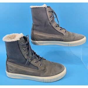 Timberland Gray Ankle Boots with Cream Lining